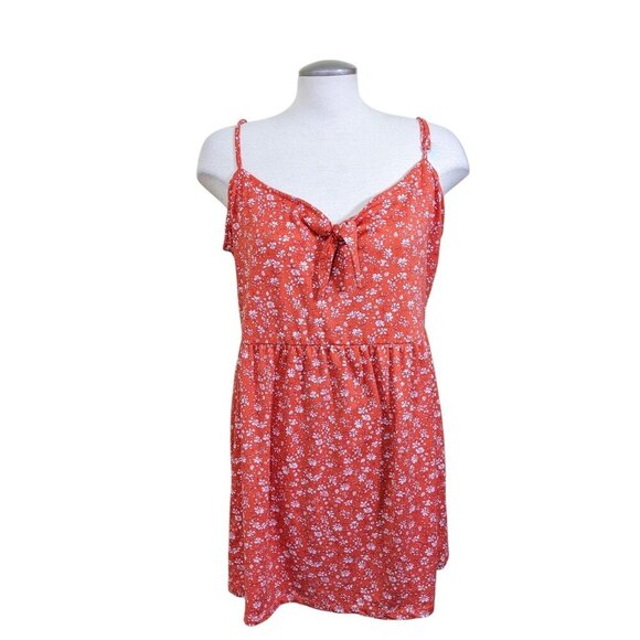 Womens Babydoll Top Plus Size 2X Orange Floral Y2K Style Smocked Back Straps - Picture 1 of 6